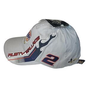 NWT NASCAR Rusty Wallace #2 Miller Lite Racing Flame Chase Strapback Hat, Gray